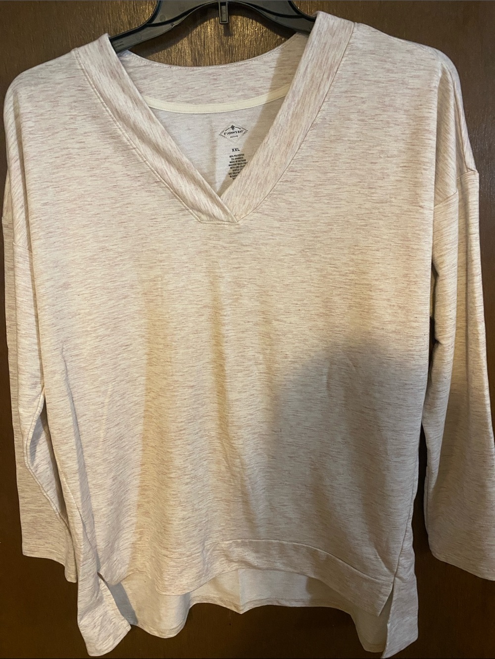 Saint John's Bay Active Light Heathered Cream V-Neck Pullover Sweater
